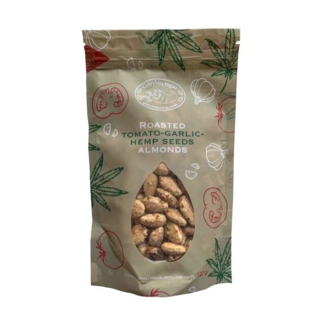 ROASTED Migdolai Su Pomidorais, Česnaku Ir Kanapių Sėklomis 120 g