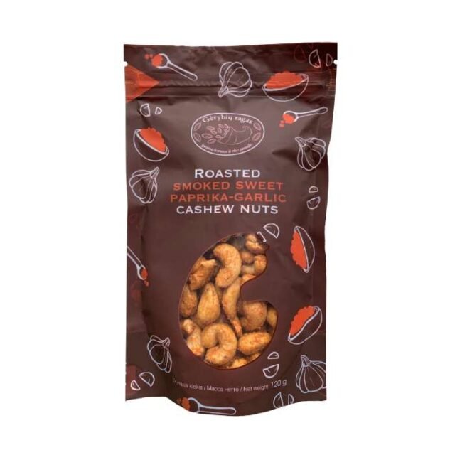 ROASTED Anakardžiai Su Rūkyta Saldžiąja Paprika Ir Česnaku 120 g