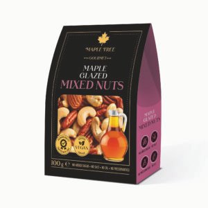 Skrudinti anakardžių,pekano ir lazdynų riešutai klevų sirupo plutelėje 100g